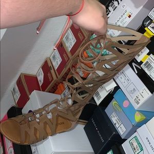 Lace up tan sandals